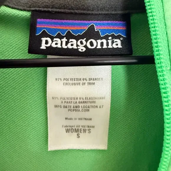 PATAGONIA Women's S Simple Guide Hoodie Lime Green Zip Front Outdoor Jacket - Picture 11 of 16